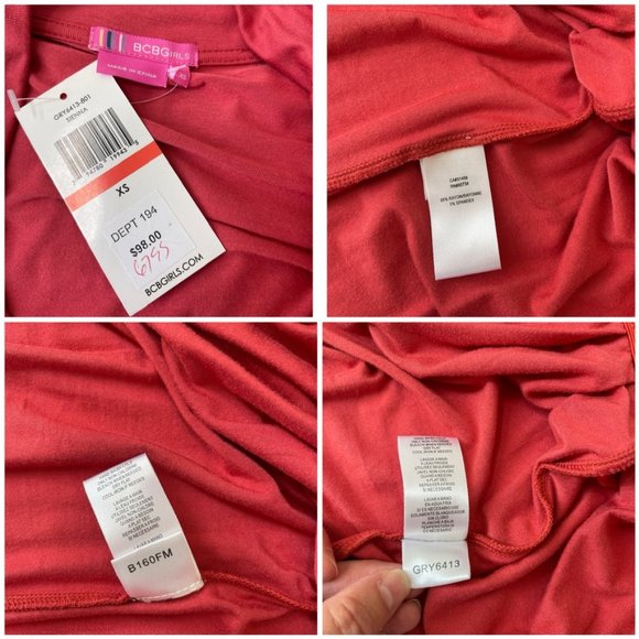 BCBGirl Raspberry Red Dress NEW with tags Women's Size XS $98 - Picture 6 of 6